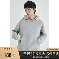 (Storage grid) Dingdyed hooded sweater mens texture kangaroo pocket shoulder profile shirt spring handsome mens coat