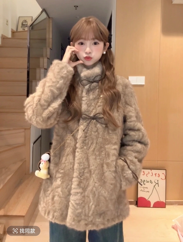 Little Bear's Thoughts Stand Collar Eco-Friendly Faux Fur Coat for Women Winter Lazy Casual Thick Fur Coat Little Bear's Thoughts Stand Collar Eco-Friendly Faux Fur Coat for Women Winter Lazy Casual Thick Fur Coat