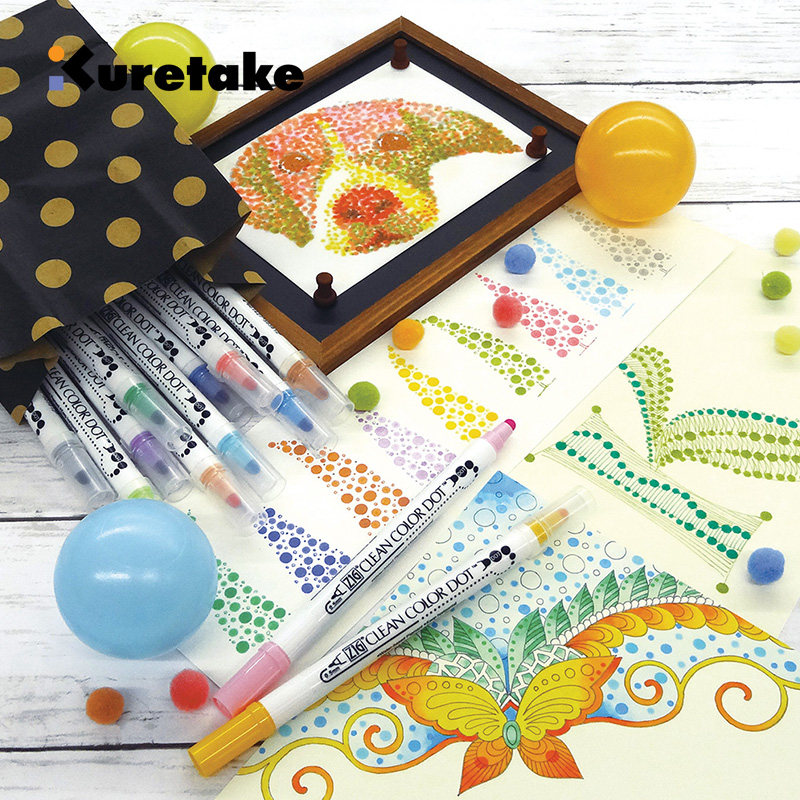 Japan Wu Zhu KureTAKE Double Head Round Point Hand-painted Hand Ledger Creative Watercolor Pen TC-6100 Double Head Comics Macpen 12 Color Illustrator Pen Fine Art Cartoon Special Pen