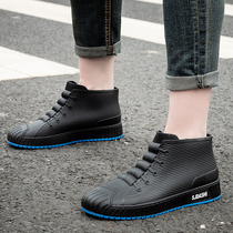 Pull back 2024 new mens low-cut rain boots fashionable short rain boots for outer wear fishing kitchen non-slip waterproof glue
