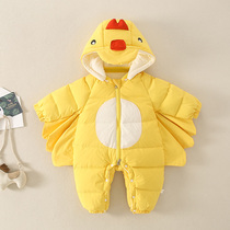 Baby outdoor clothes winter clothes velvet thickened rompers soft jumpsuits baby warm blankets home clothes