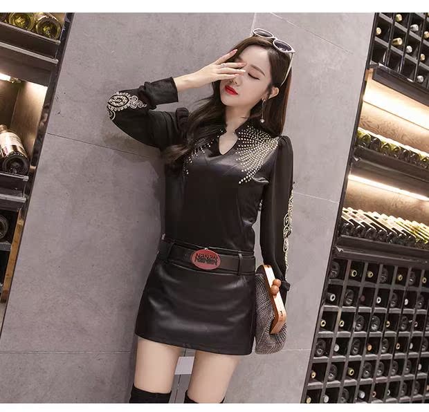 Quần da váy nữ 2018 mới thu đông trang trí body body pu pu quần short da nữ hoang dã mặc thẳng bốt quần quần short nữ thời trang