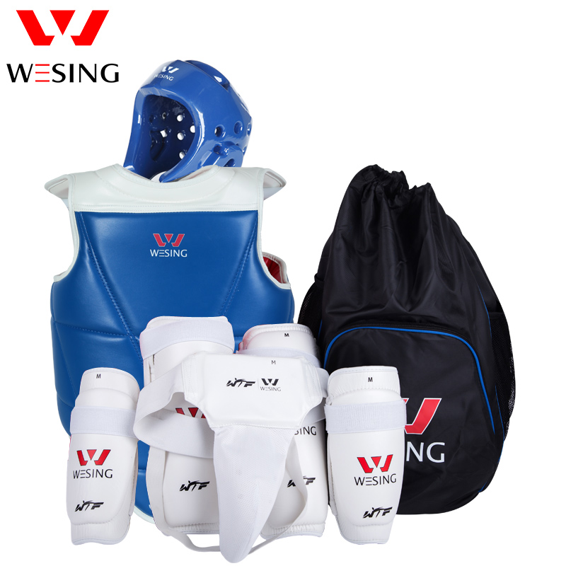 Jiuzhishan taekwondo protective gear full set of children's adult taekwondo protective gear six-piece combat equipment training set