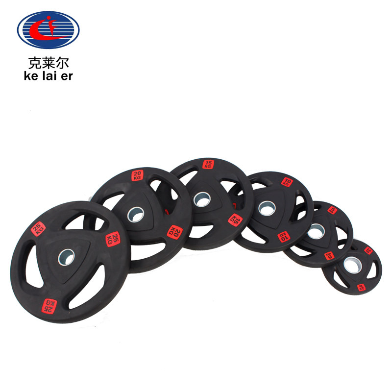 Claire household steel plate coated rubber barbell sheet Commercial three-hole hand grab sheet large hole environmental protection barbell set gym