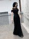 Black evening dress for women 2025 new high-end light luxury niche banquet temperament high-end socialite host