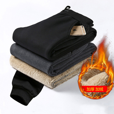 冬季ins潮宽松男士羊羔绒休闲裤