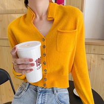 DonLevia ~ 2021 Early autumn new v collar pure knitwear womens fashion reduced age multicolored little fresh