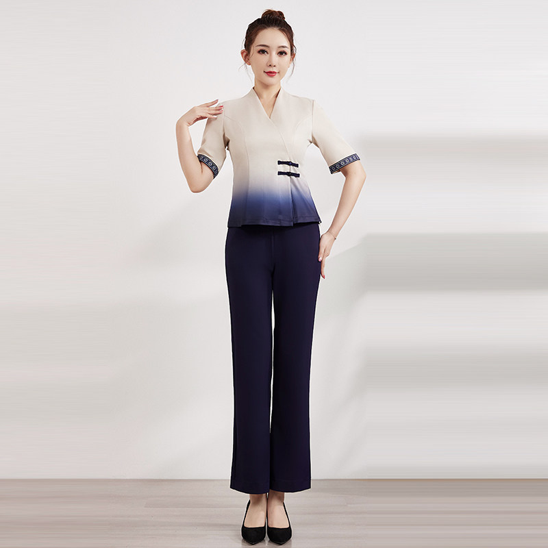 Tang 2022 new footbath work clothes female foot health care club sauna massage spa body body sleeve