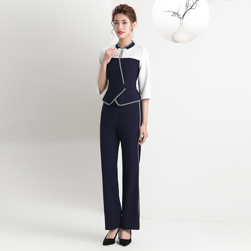 Tangyue Spring and Summer New Foot Bath Technician Workwear Women's Foot Spa Health Museum Ear Picking SPA Massage Set Mid Sleeve