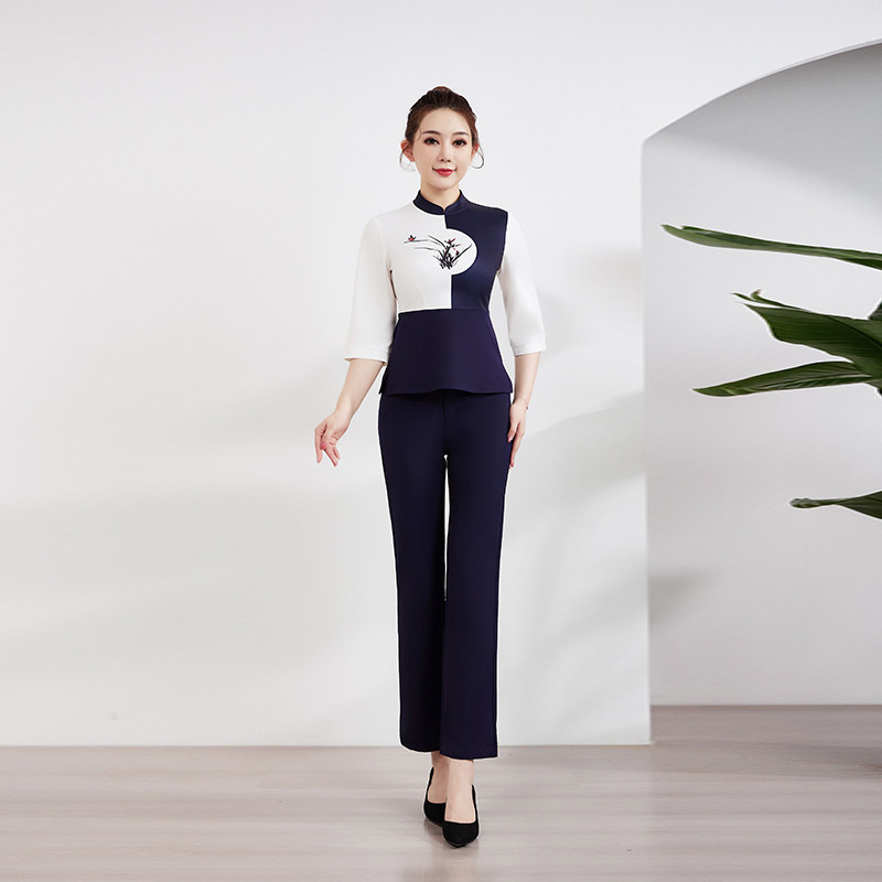 Tangyue spring and summer new pedicure foot bath overalls female beauty salon health center spa sauna massage set sleeves