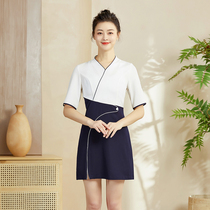 Tangyue Spring Summer New Beautician beauty salon workwear ladies SPA Liandress Skirt Foot bath pedicure technician short sleeve