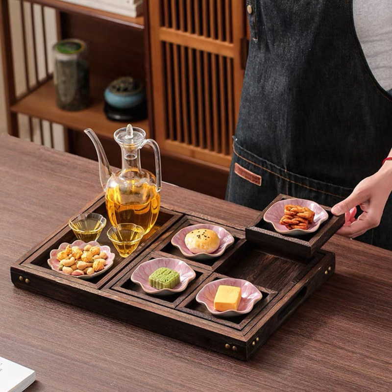 Afternoon Tea Break Tableware, Chinese Glass Tea Utensils, Ceramic Dinner Plates, Lotus Leaf Tea Snack Plates, Beauty Salon Tea Tray Set