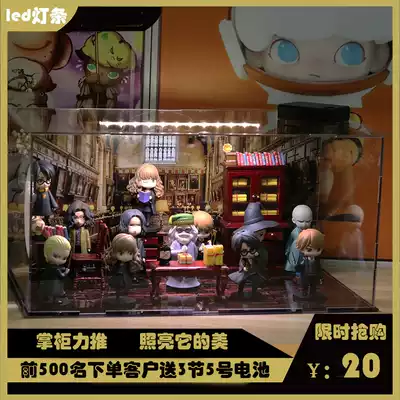 LED Remote control light theme box word storage display light blind box doll 13 color waterproof glass cabinet warm color light