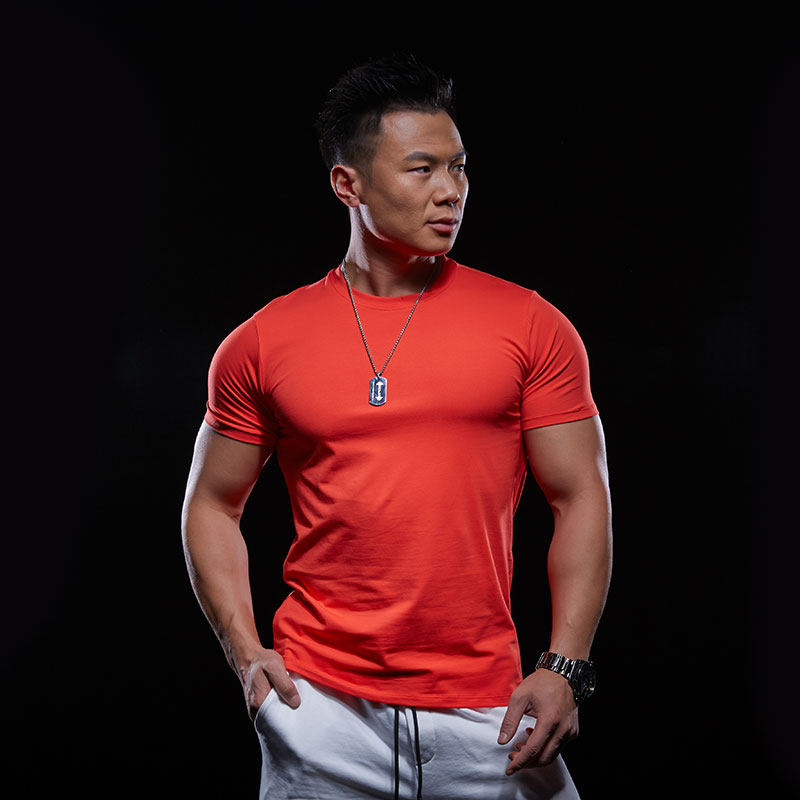 Hông cơ bắp thể thao áo thun nam thương hiệu lỏng lẻo thoáng khí đàn hồi quần áo ngắn tay tập thể dục thường xuyên chạy đào tạo hàng đầu - Áo phông thể thao