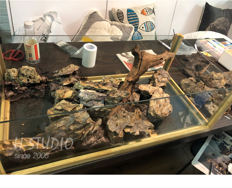 Аксессуары для рептилии 专业造景发泡胶鱼缸龟缸雨林缸水陆缸沉木假山流水青龙石色零甲醛 Coloer