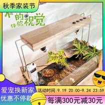 Turtle and water turtle tank villa oak solid wood water and land tank Yellow edge tortoise and half water turtle landscape package