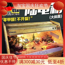 OSB tortoise breeding incubator reptile pet open large slope climbing box lizard wooden box glass