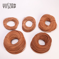 Dyeing primary color round leather rope Multi-specification vegetable tanned braided rope ring cut interface-free leather round rope lanyard weaving