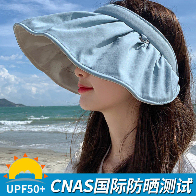 Hat female summer empty top sun hat cover face anti-ultraviolet sun hat cycling headband shell uv sun hat tide