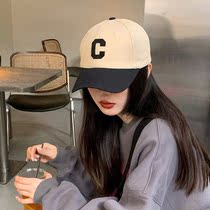 Self-retained Korean blogger with the same style of wild ins splicing C letter baseball cap female face small hard top peaked cap male