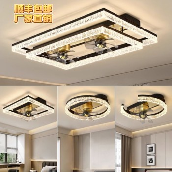 Italian style new all-in-one fan lamp, smart, atmospheric, light and luxurious, ice cracked living room lamp, ceiling lamp, zhongshan whole house lamp