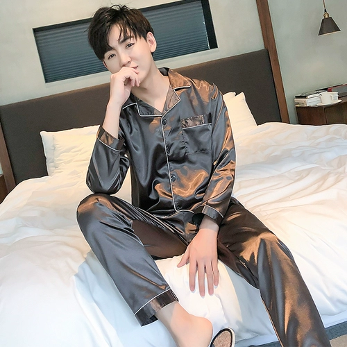 Пижама, лонгслив, тонкие шелковые штаны, демисезонный комплект для отдыха, оверсайз