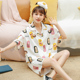 Mùa hè đồ ngủ ngắn tay womens bông Hàn Quốc phiên bản của sinh viên ngọt ngào dễ thương loose cotton mỏng giản dị quần áo nhà mùa hè