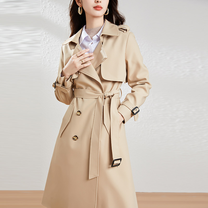 Trendy Style! Simple Double-Breasted Long Trench Coat, New Autumn Versatile High-End Women's Coat