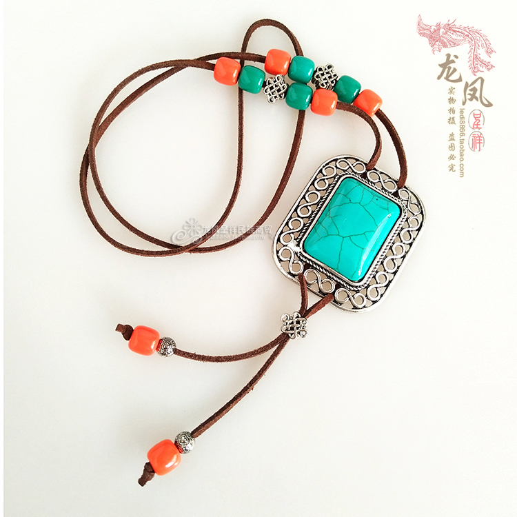 Mongolian women's necklace Retro ethnic style Mongolian element accessories Simple style wild sweater chain