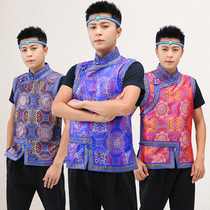 Mens Mongolian clothing vest daily modern improved Mongolian vest mens ethnic Mongolian element vest top