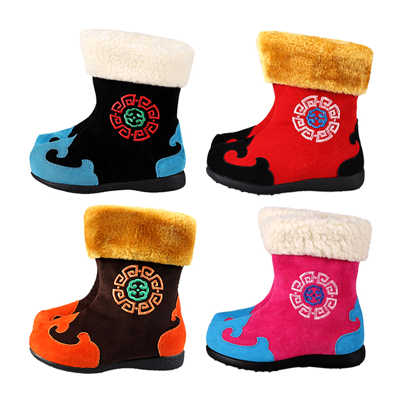 Mongolian children cotton boots male and female children everyday life children shoes minority dance performance boots autumn and winter thickened