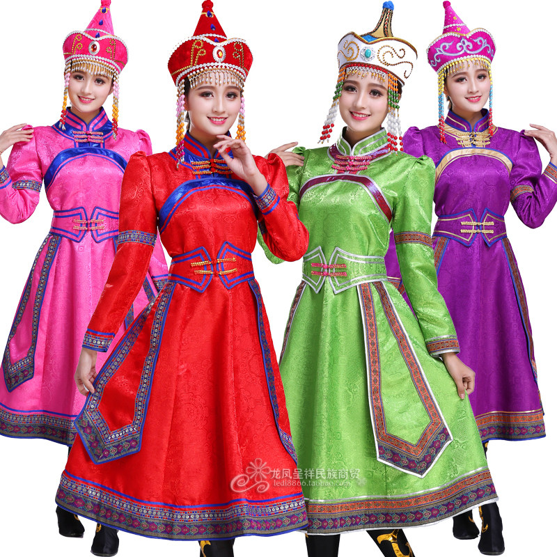 Lady Mongolian gown dress new mid-length adult handmade Mongolian dance performance with big skirt hem minority clothes