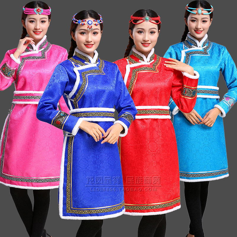 Ms. Mongolian robe cotton clothes autumn and winter jacket Mongolian daily life clothing service employee clothes