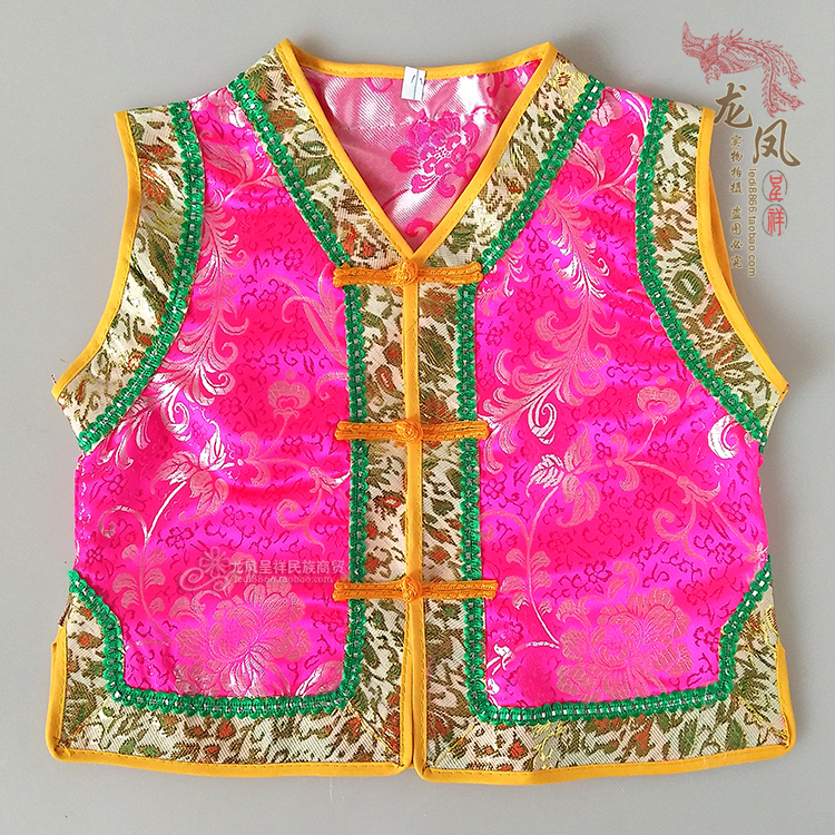 Mông cổ trẻ em vest trang phục dịch vụ hàng ngày Mông Cổ trang phục trẻ em vest màu đỏ vai vest