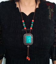 Mongolian womens necklace retro ethnic style Mongolian element accessories simple style versatile sweater chain