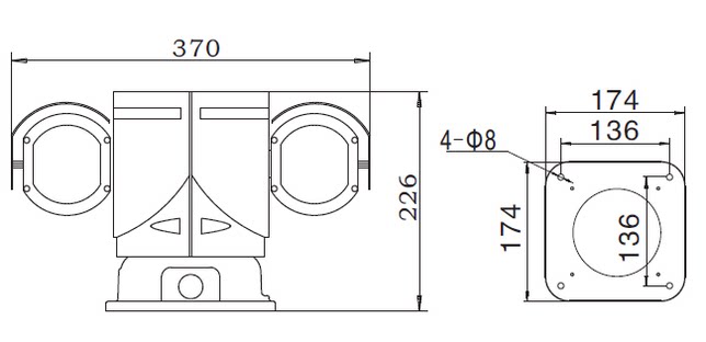 Инфракрасная камера 车载云台变焦摄像机车顶高清转动警车船舶载防水热成像200w监控头