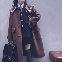 Cold bridesmaids custom girls autumn and winter Yingren wind double face cashmere big coat college wind long jacket CUHK Tong Tong