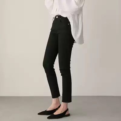 High waist straight jeans women Autumn 2020 New loose thin high black cec nine wide leg pants