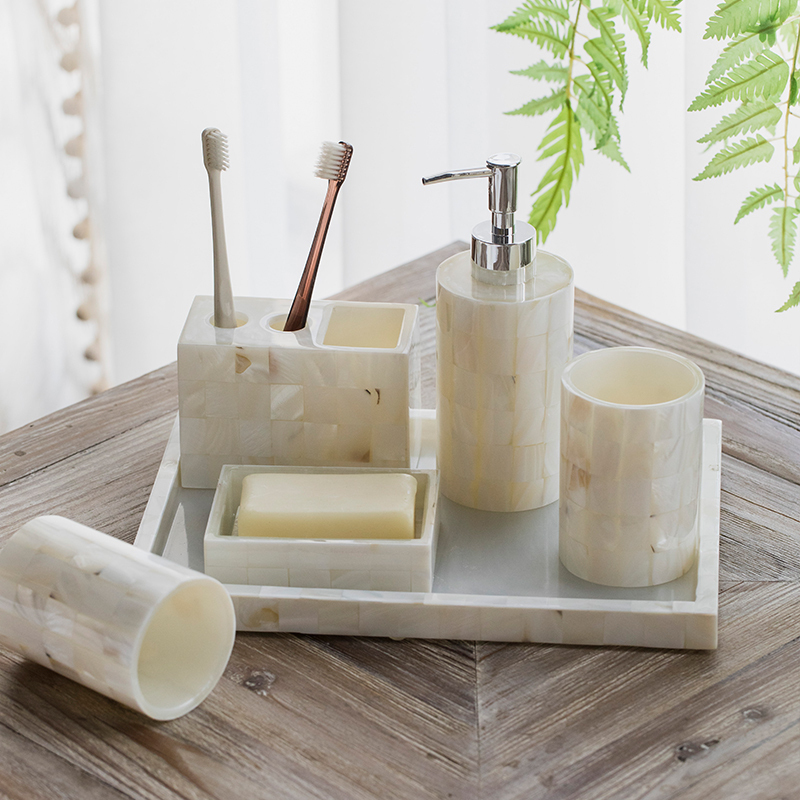 Herbena American Light Extravaganza Modern Fashion Creative Shells Bathroom Wash Suit Gargling Cups Toiletries Box