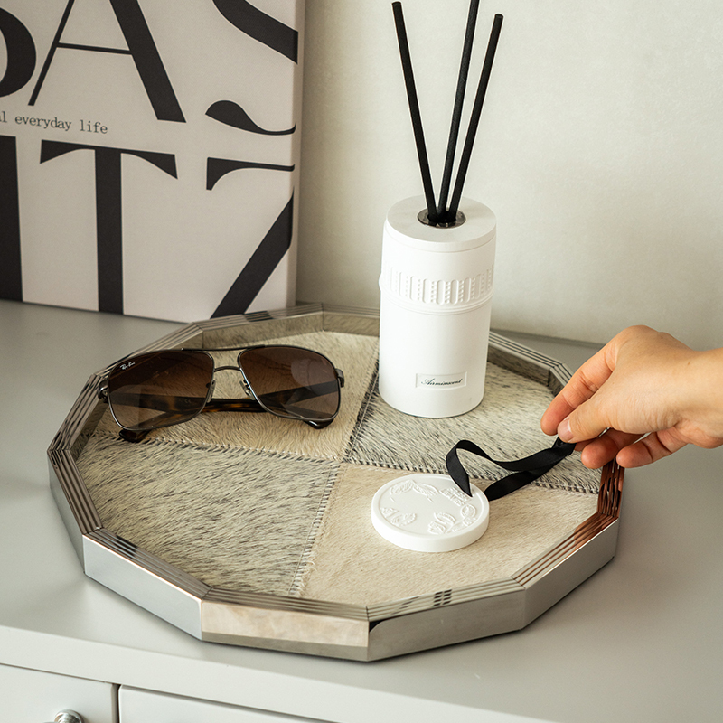 French-Style Tray, Aromatherapy Tray, High-End Jewelry Storage Tray for Dressing Room, Coffee Table Tray, Decorative Horsehair Tray French-Style Tray, Aromatherapy Tray, High-End Jewelry Storage Tray for Dressing Room, Coffee Table Tray, Decorative Horsehair Tray