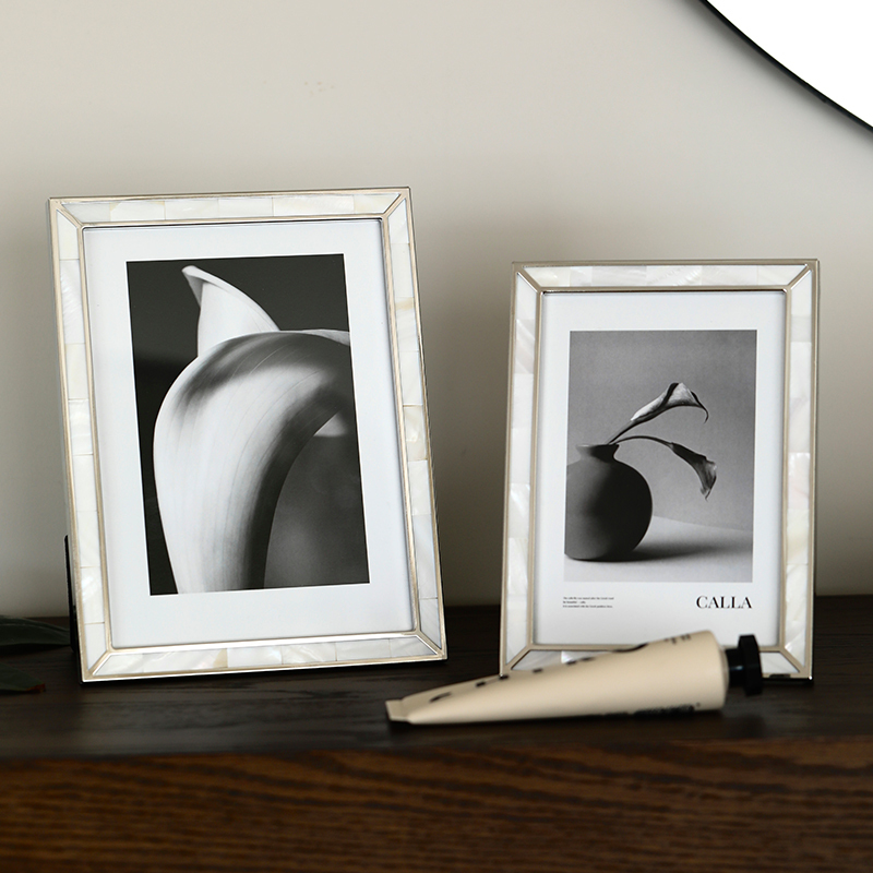 Hepburn-Style French Light Luxury Photo Frame 6inch 7inch Tabletop 8inch Shell Border Rectangular Photo Frame Decorative Picture Frame