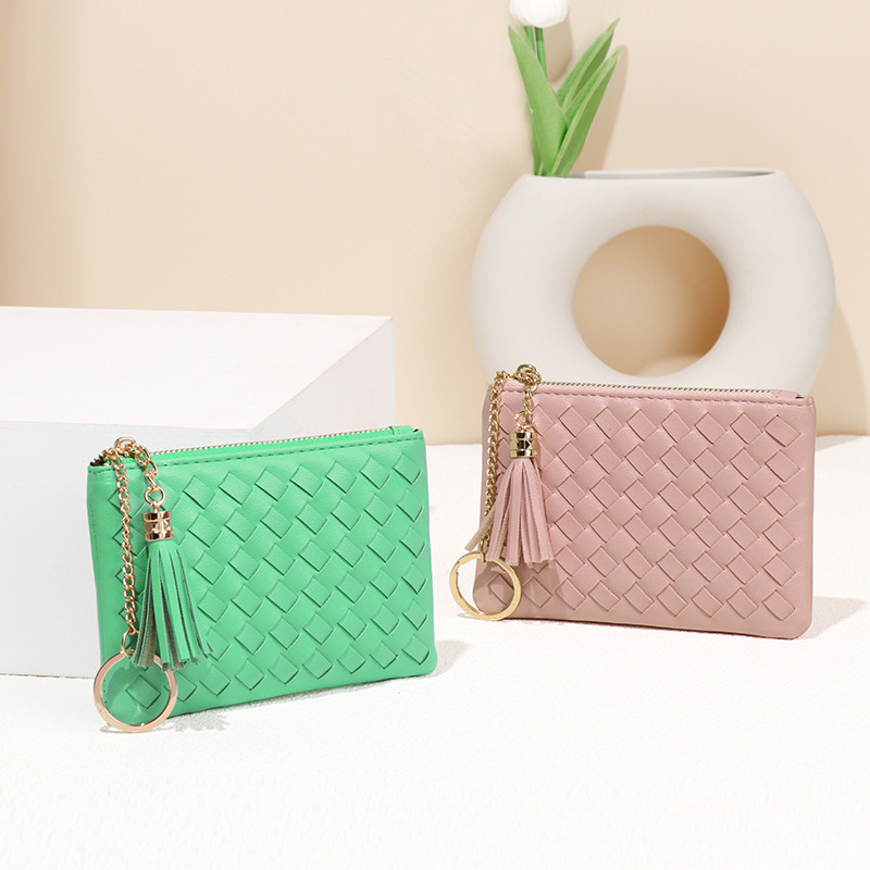 New Style Mini Wallet for Commuting and Business Trips, Women's Zipper Coin Purse, Korean Style Woven, Cute, Lightweight, Compact, with Tassels New Style Mini Wallet for Commuting and Business Trips, Women's Zipper Coin Purse, Korean Style Woven, Cute, Lightweight, Compact, with Tassels