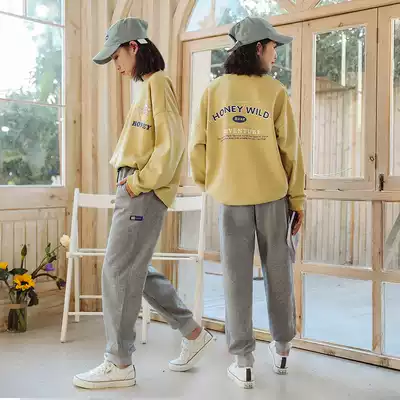 Girls sports set 2021 new spring and autumn Korean version of foreign style Fashion Net red in big Children leisure two-piece autumn