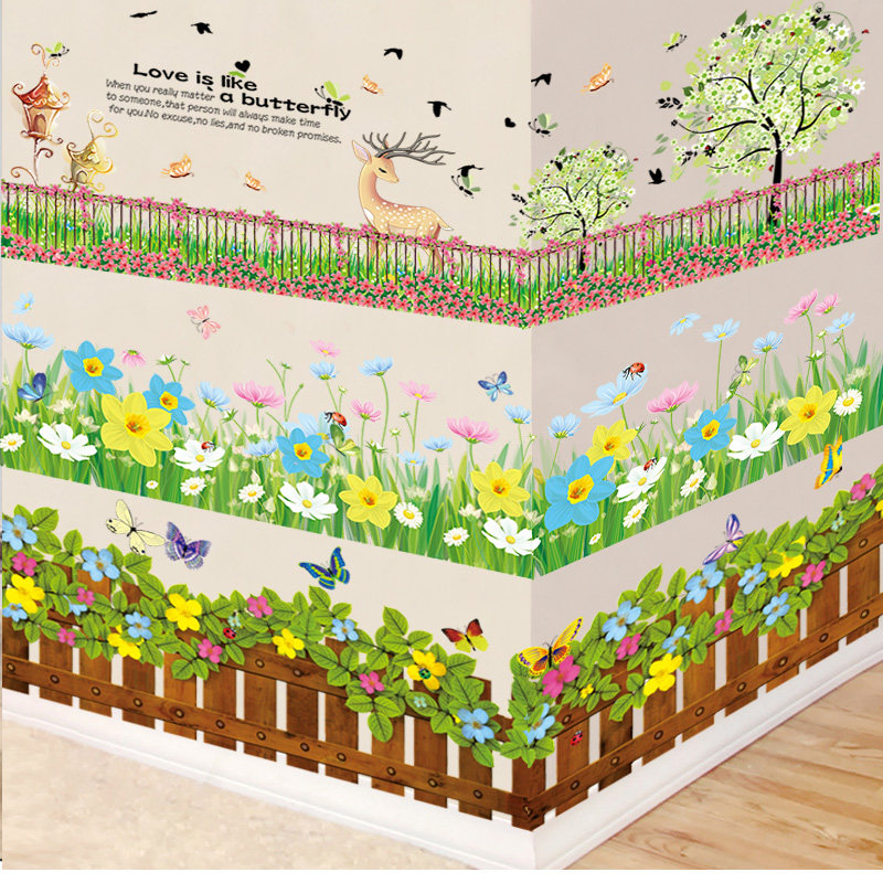 PVC skirting wall stickers Painted Living Room Bedroom Hallway Wall Corner Applic children's room Kindergarten Wall Trim-Taobao