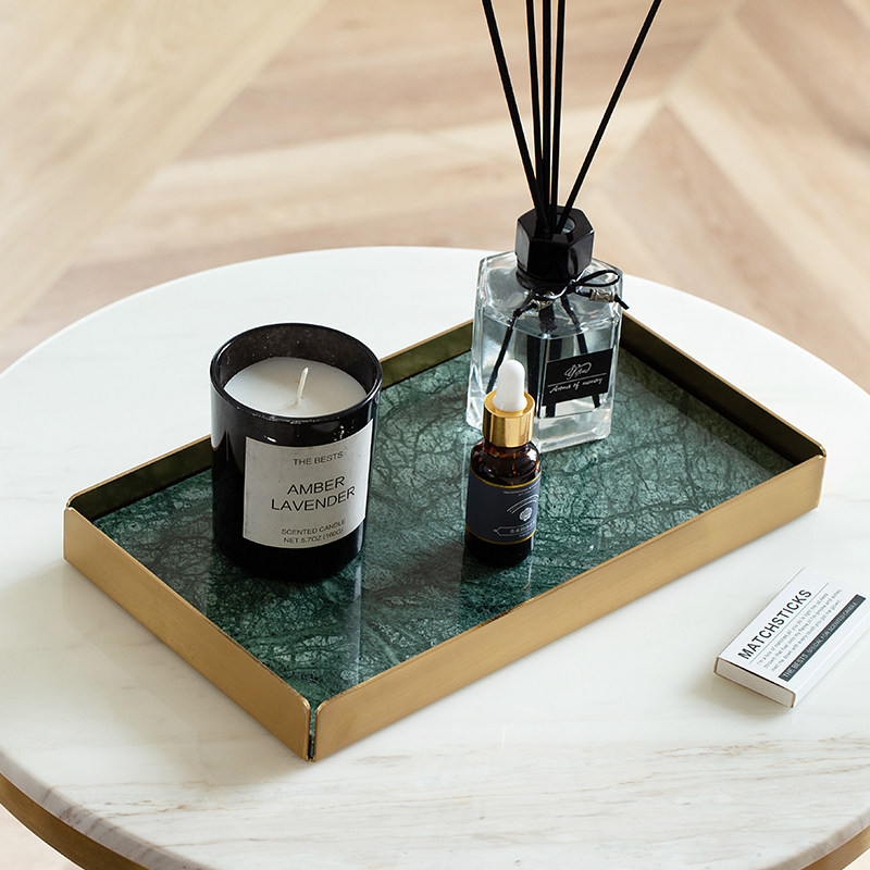 Mi Standers Nordic Marble Trays Pendulum with light lavish gold Jewelry Containing Trays Rectangular Bathroom trays-Taobao
