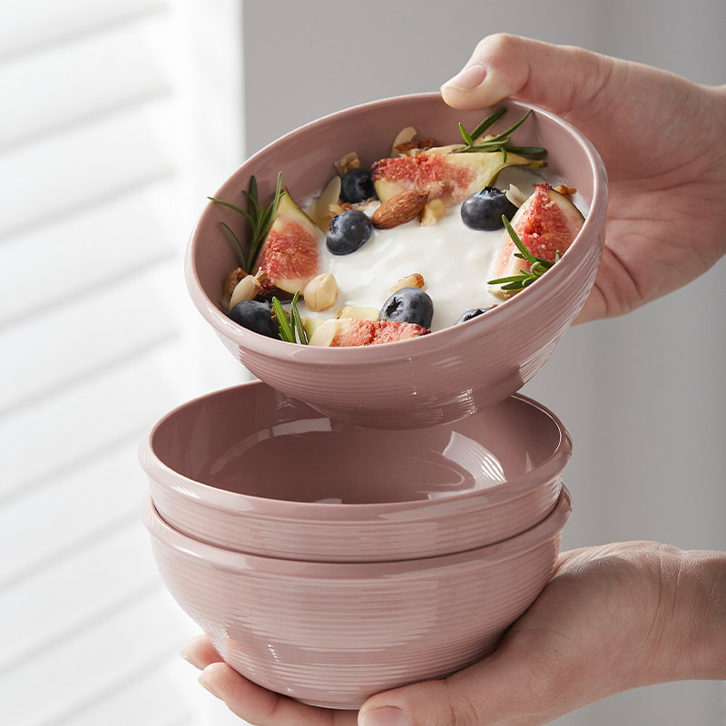 Mili Feng Nordic Ceramic Bowl Tableware Set Household Rice Bowl Salad Bowl Fruit Dessert Bowl Yoguru Bowl