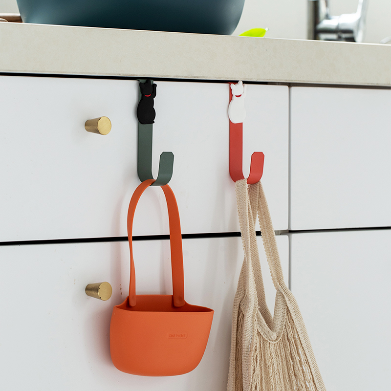 Mi Standers Cute Kitty Hook Creativity Free punching door rear rack Bedroom Kitchen Cartoon Wall-mounted Shelf-Taobao