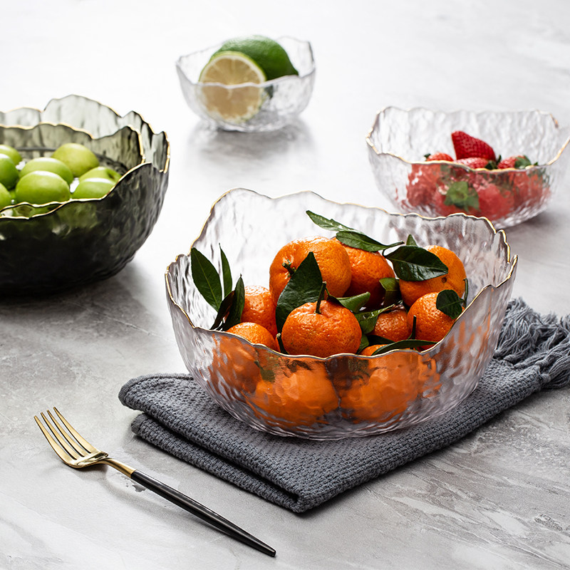 Mili Fengyu Fruit Raw Glass Bowl of Phnom Penh Transparent Vegetable Salad Bowl Large Glass Soup Bowl Household Heat Resistance