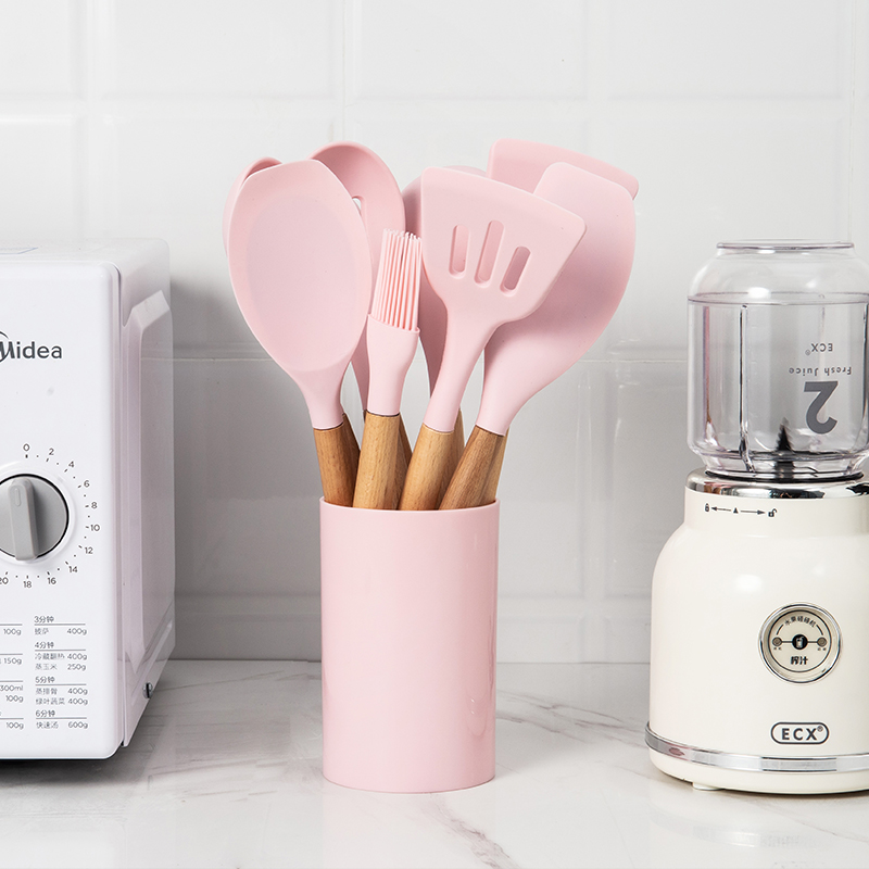 Mi Standers Small Fairy Pink Silicone Shovels Suit Soup Spoon Leaking Spoon Food Grade Non Stick Pan Special Sautlet Shovels-Taobao