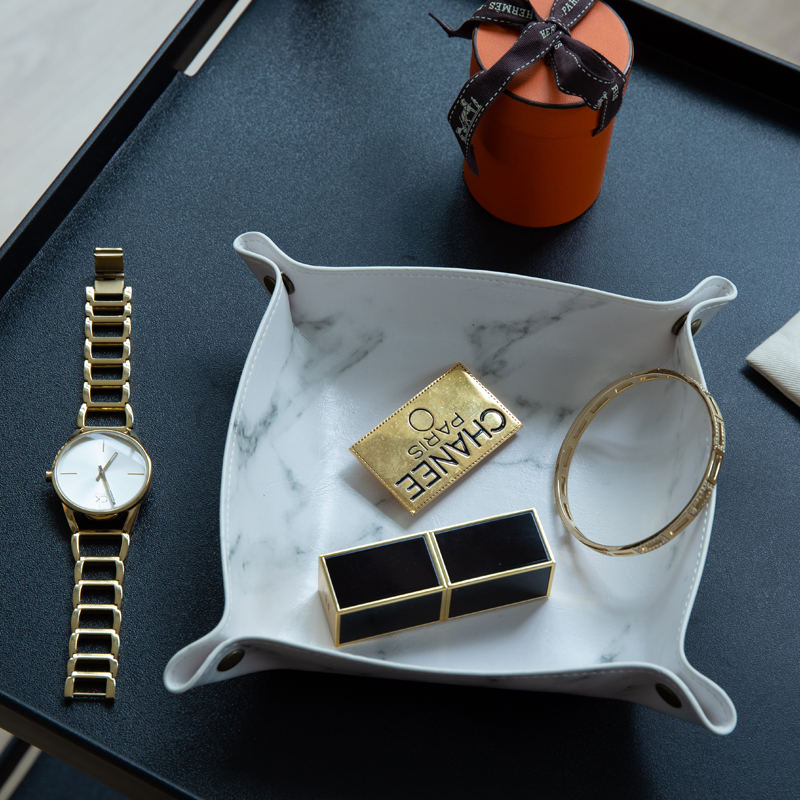 Mi Li Fengwu ins wind desktop leather storage box key storage basket living room coffee table sundries jewelry storage basket